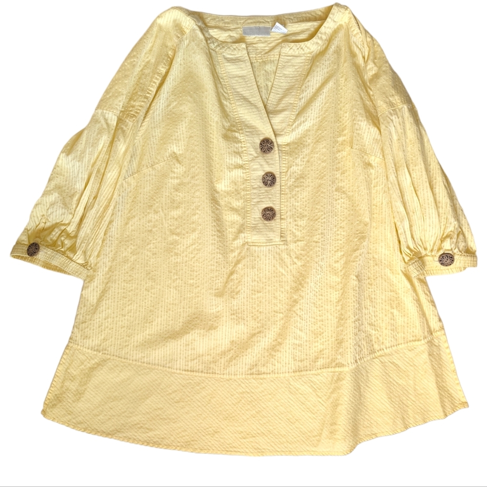 Soft Surroundings 3X Tunic Popover Top in Butter Yellow 100% cotton